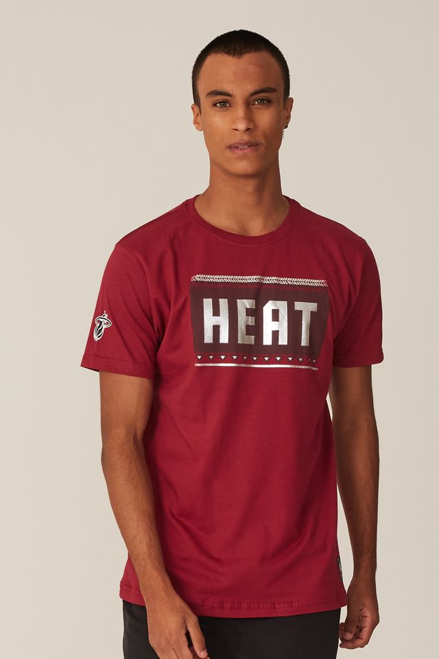 Camiseta-NBA-Estampada-Miami-Heat-Casual-Vinho