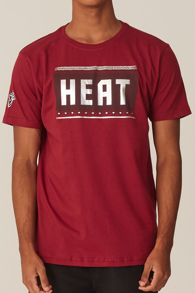 Camiseta-NBA-Estampada-Miami-Heat-Casual-Vinho