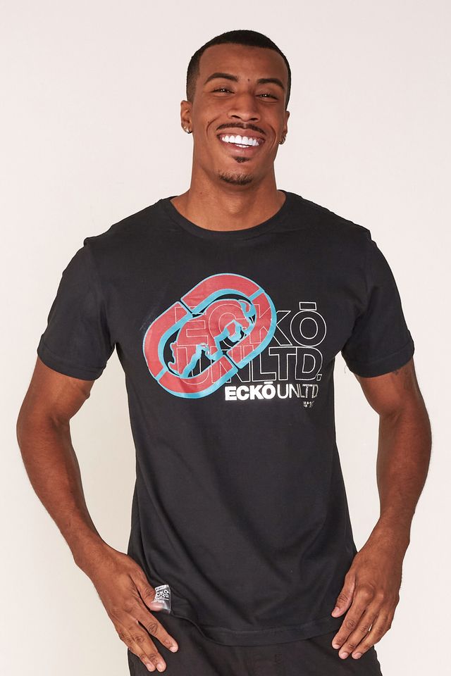Camiseta-Ecko-Estampada-Preta