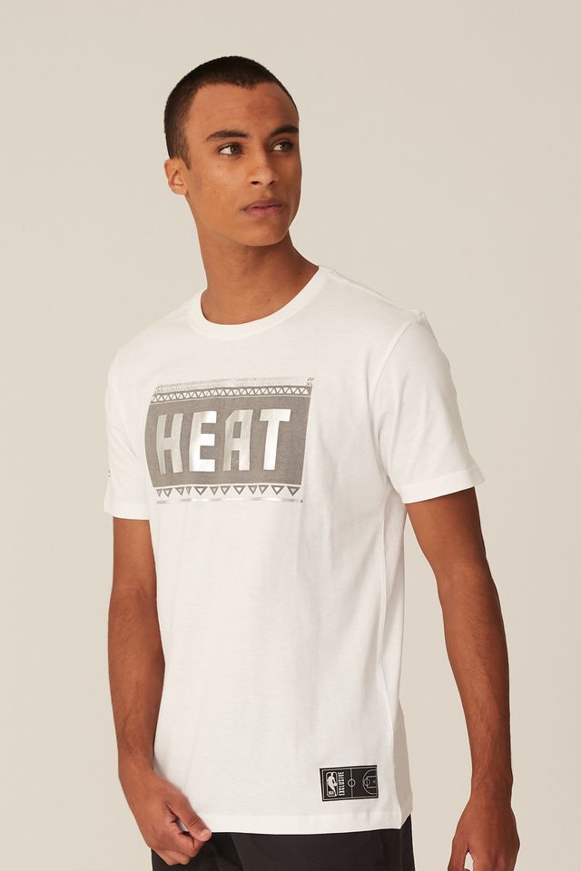 Camiseta-NBA-Estampada-Miami-Heat-Casual-Off-White