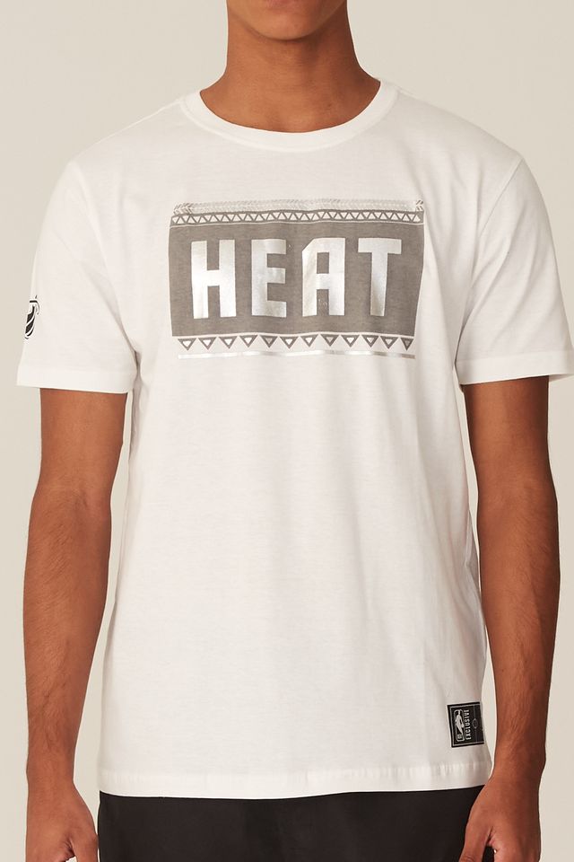 Camiseta-NBA-Estampada-Miami-Heat-Casual-Off-White