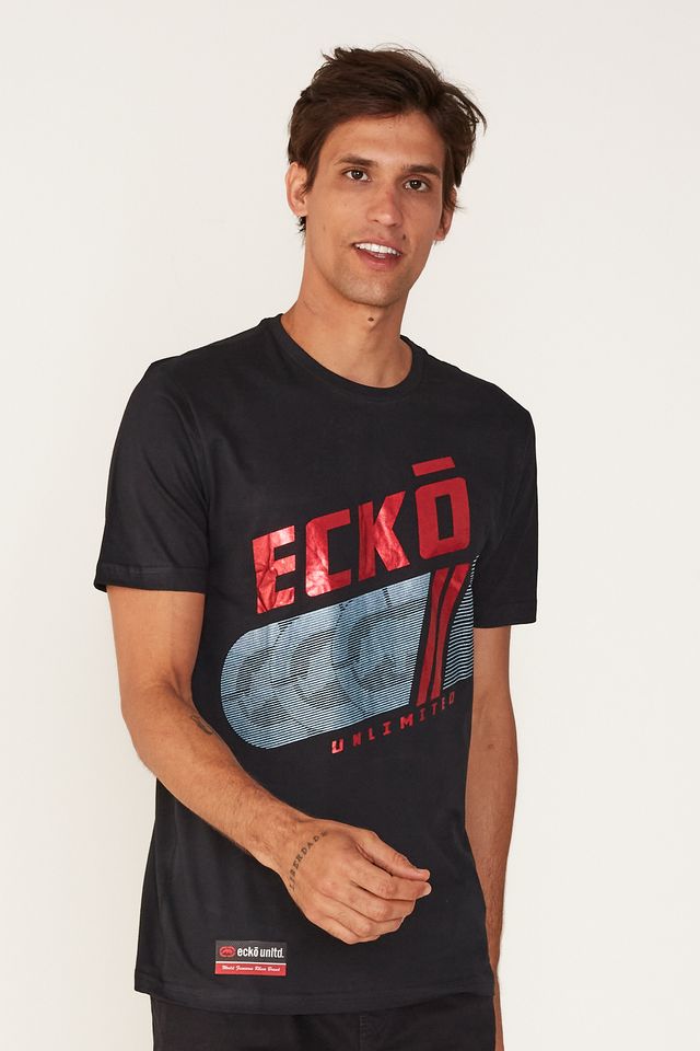 Camiseta-Ecko-Estampada-Preta