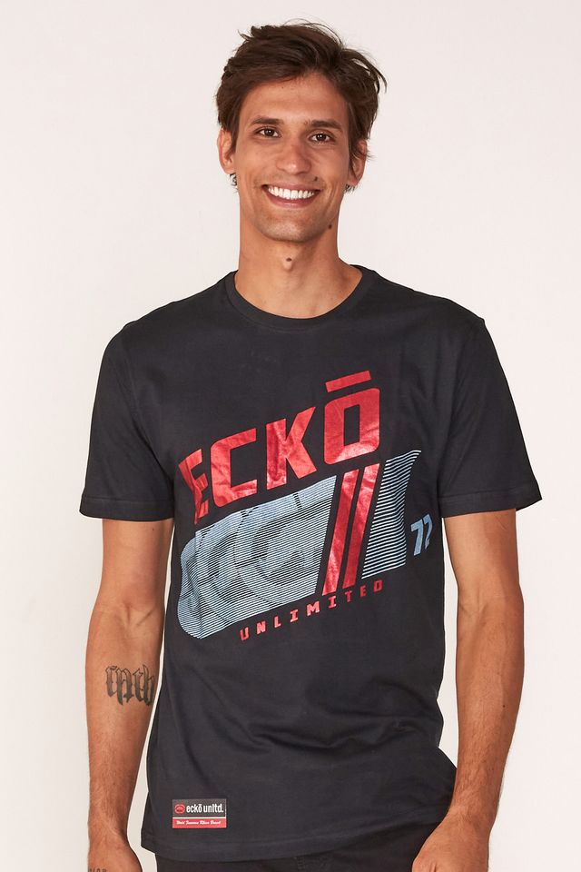 Camiseta-Ecko-Estampada-Preta
