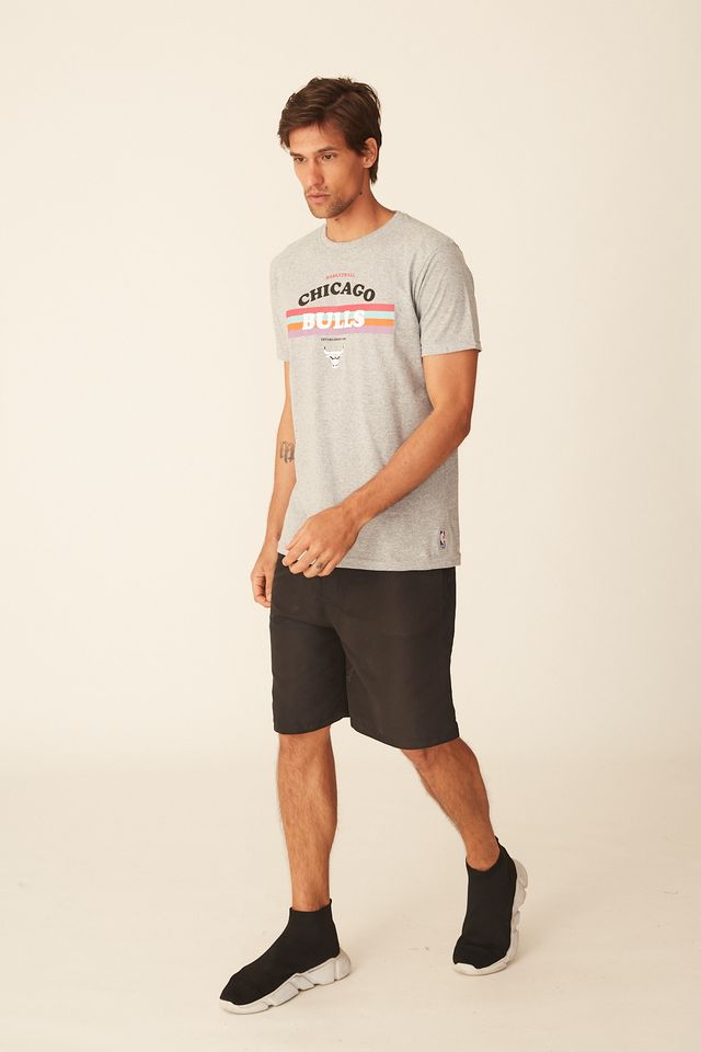 Camiseta-NBA-Estampada-Chicago-Bulls-Casual-Cinza-Mescla