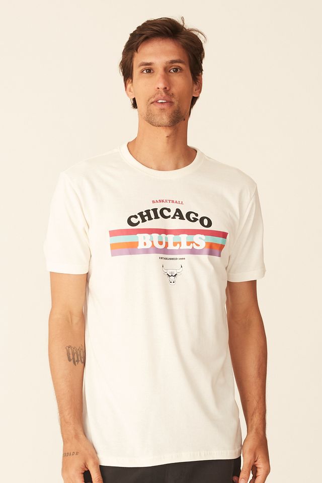 Camiseta-NBA-Estampada-Chicago-Bulls-Casual-Off-White