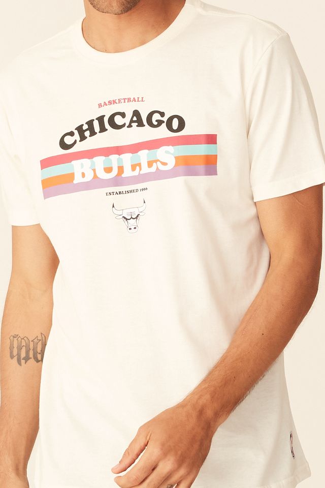 Camiseta-NBA-Estampada-Chicago-Bulls-Casual-Off-White