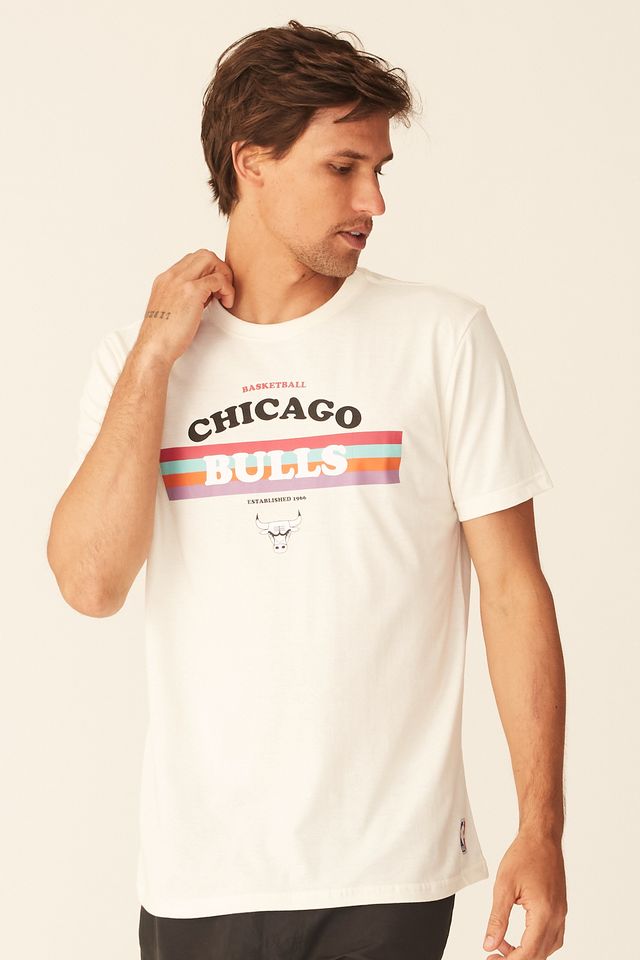 Camiseta-NBA-Estampada-Chicago-Bulls-Casual-Off-White