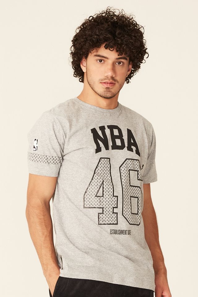 Camiseta-NBA-Estampada-Casual-Cinza-Mescla
