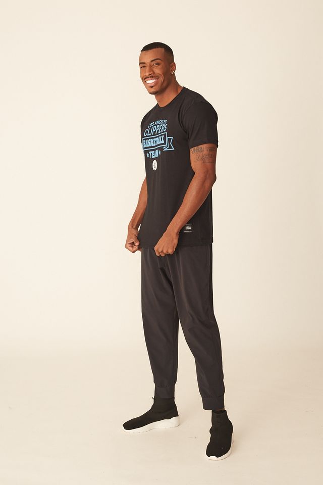 Camiseta-NBA-Estampada-Los-Angeles-Clippers-Casual-Preta