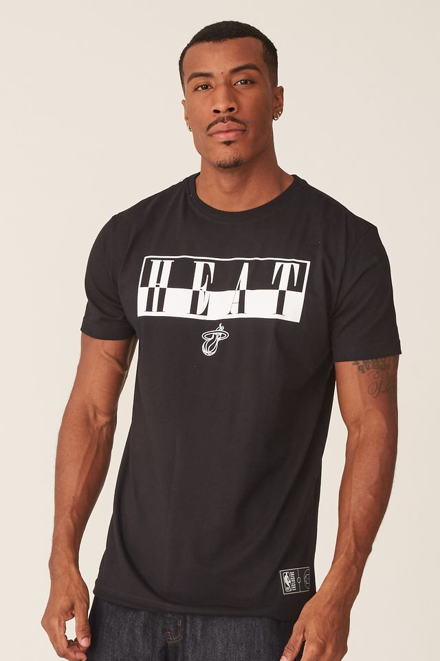 Camiseta-NBA-Estampada-Miami-Heat-Casual-Preta