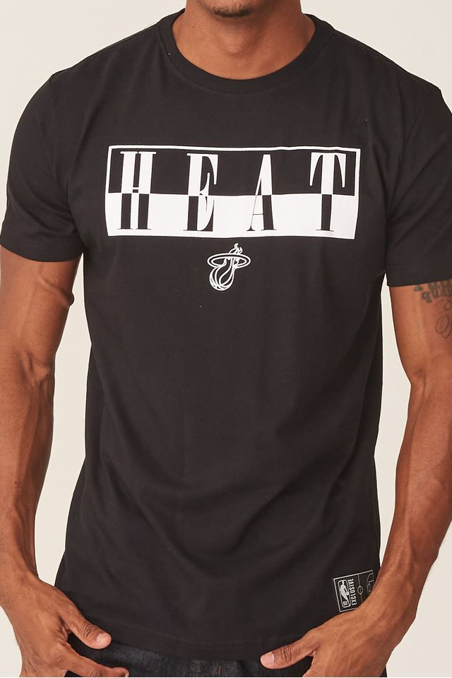 Camiseta-NBA-Estampada-Miami-Heat-Casual-Preta