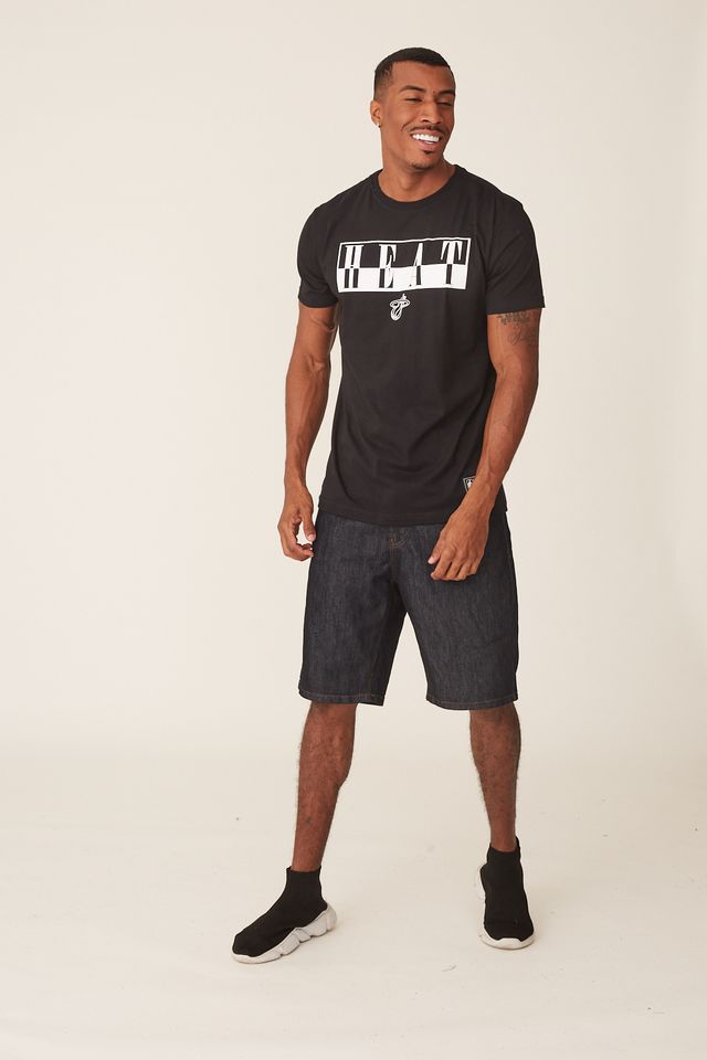 Camiseta-NBA-Estampada-Miami-Heat-Casual-Preta