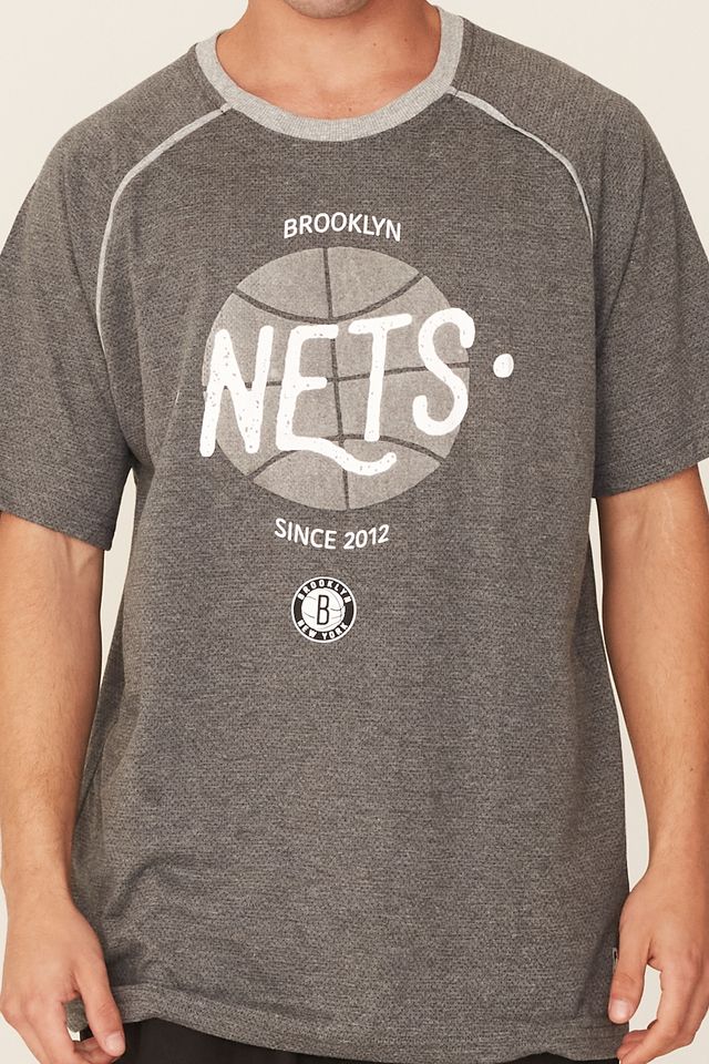Camiseta-NBA-Especial-Brooklyn-Nets-Casual-Cinza-Mescla-Escuro