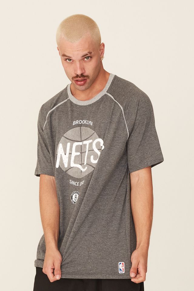Camiseta-NBA-Especial-Brooklyn-Nets-Casual-Cinza-Mescla-Escuro