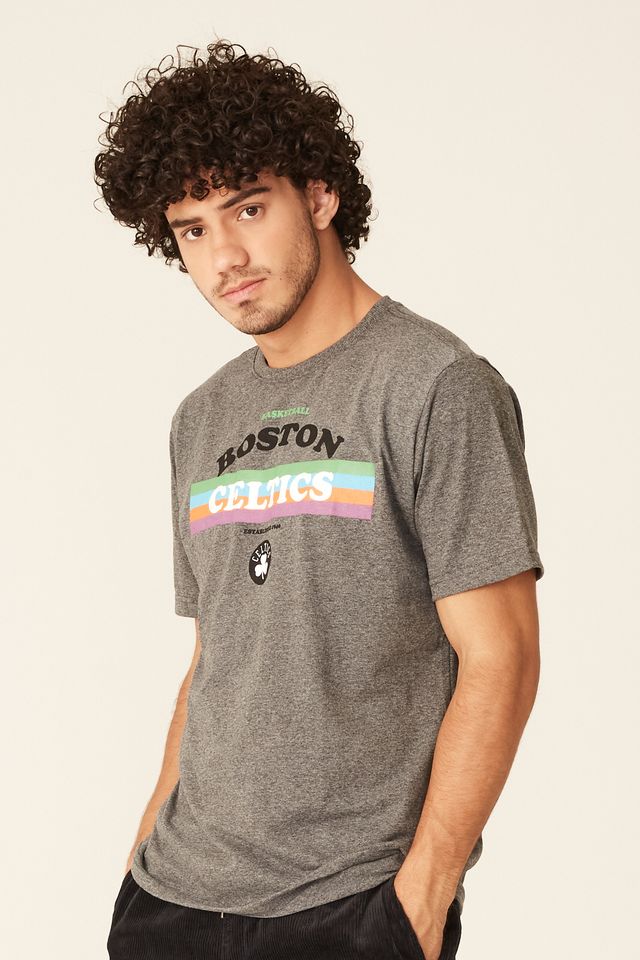 Camiseta-NBA-Estampada-Boston-Celtics-Casual-Cinza-Mescla-Escuro