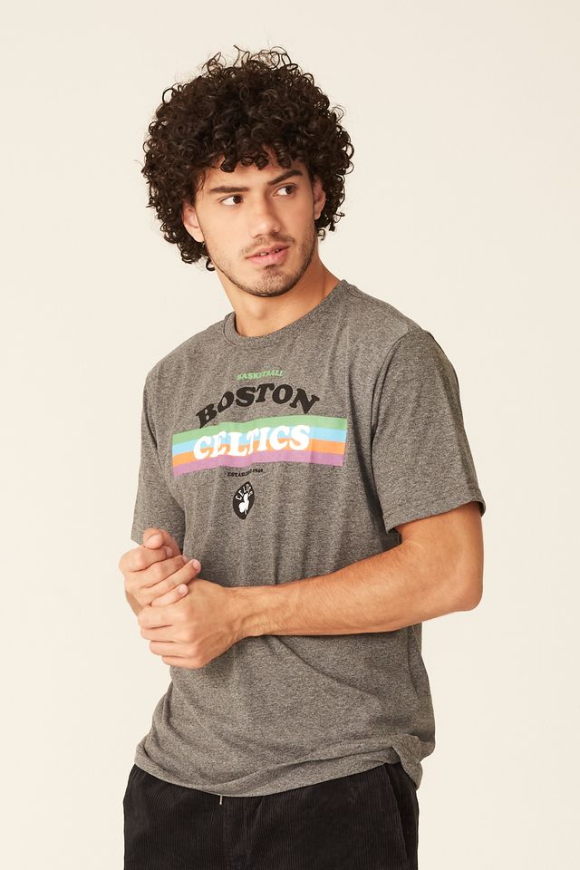 Camiseta-NBA-Estampada-Boston-Celtics-Casual-Cinza-Mescla-Escuro