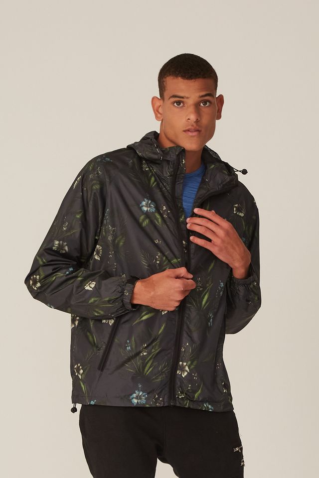 Jaqueta-Oneill-Corta-Vento-Aberta-Com-Capuz-Floral-Preta