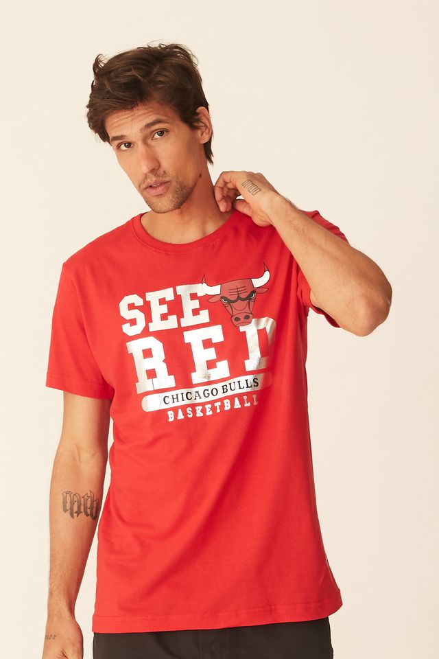 Camiseta-NBA-Estampada-Chicago-Bulls-Casual-Vermelha