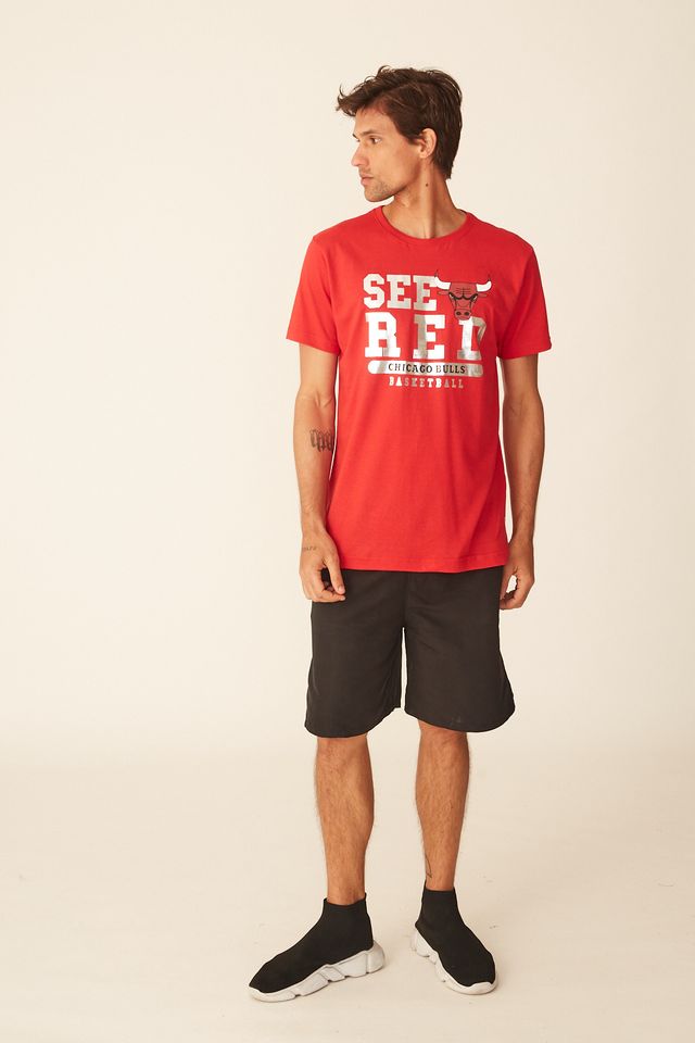 Camiseta-NBA-Estampada-Chicago-Bulls-Casual-Vermelha