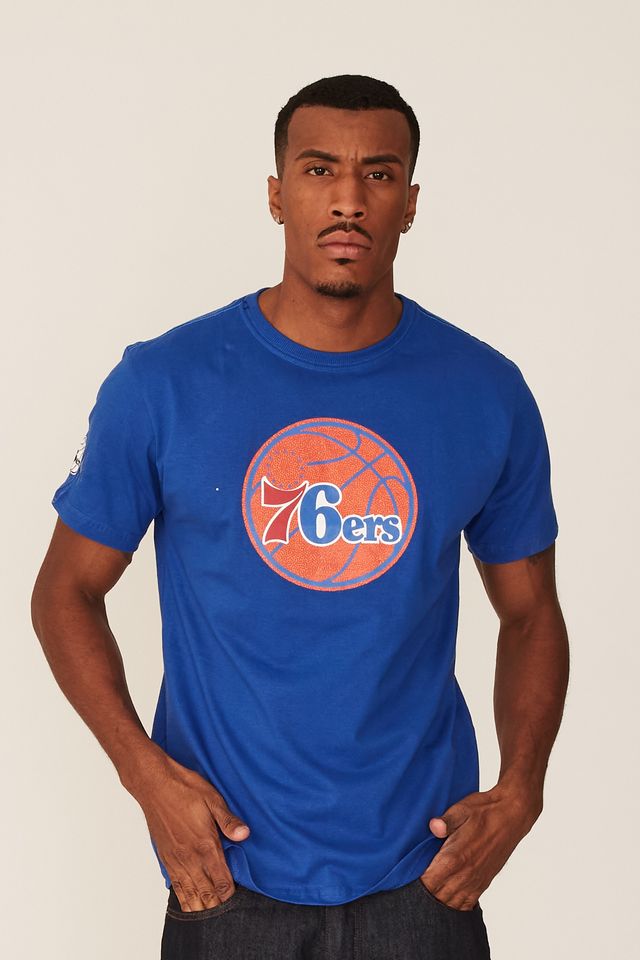 Camiseta-NBA-Estampada-Philadelphia-76ERS-Casual-Azul-Royal