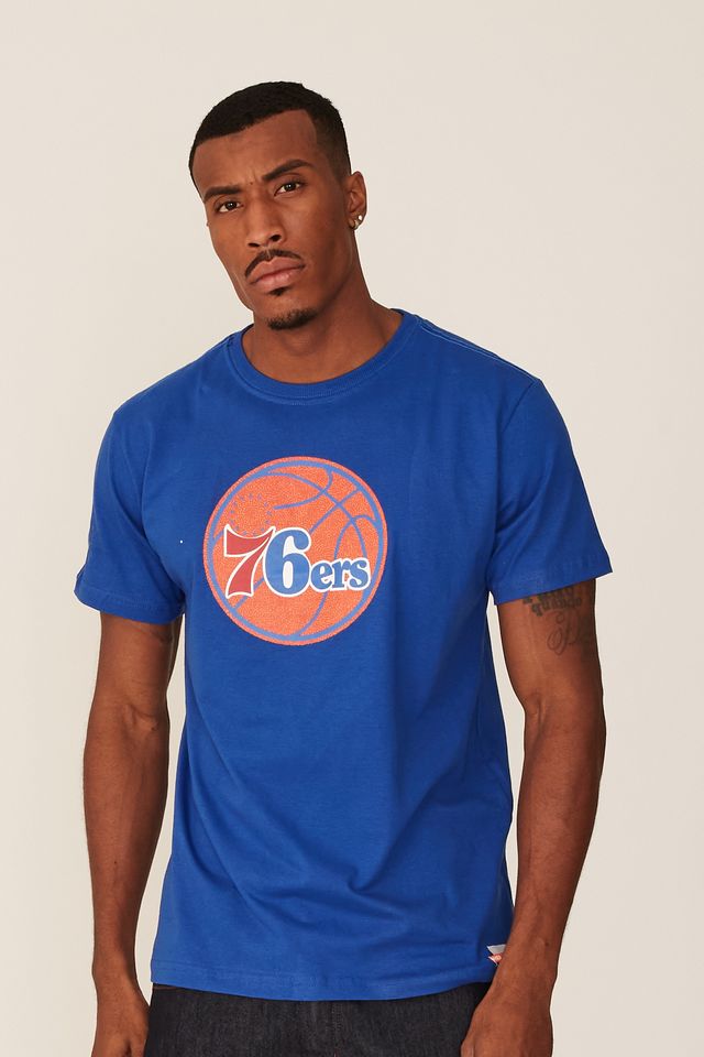 Camiseta-NBA-Estampada-Philadelphia-76ERS-Casual-Azul-Royal