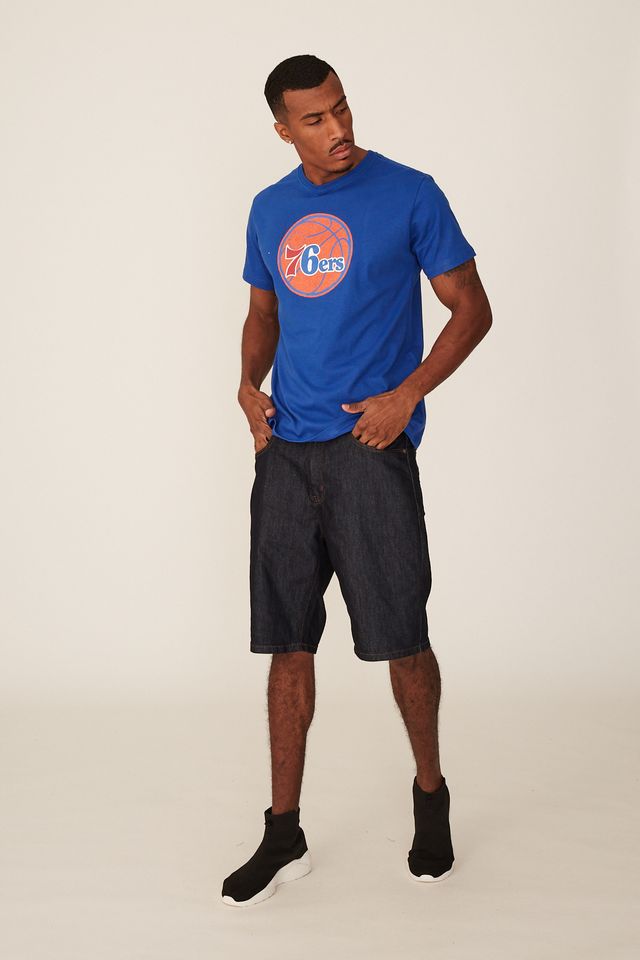 Camiseta-NBA-Estampada-Philadelphia-76ERS-Casual-Azul-Royal