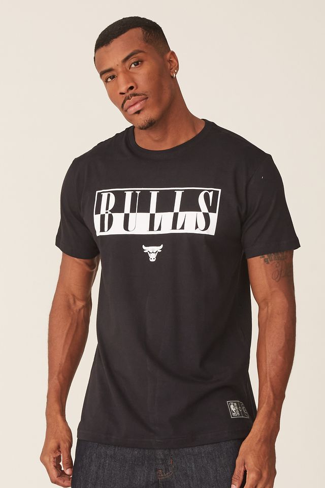 Camiseta-NBA-Estampada-Chicago-Bulls-Casual-Preta