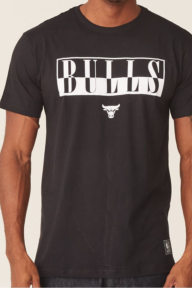 Camiseta-NBA-Estampada-Chicago-Bulls-Casual-Preta