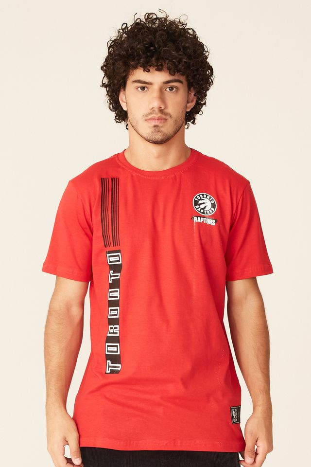Camiseta-NBA-Estampada-Toronto-Raptors-Casual-Vermelha