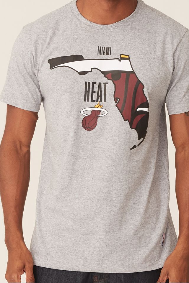 Camiseta-NBA-Estampada-Miami-Heat-Casual-Cinza-Mescla