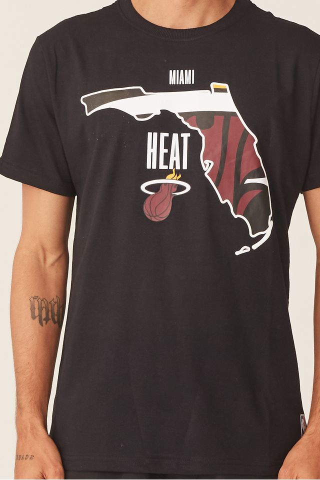 Camiseta-NBA-Estampada-Miami-Heat-Casual-Preta