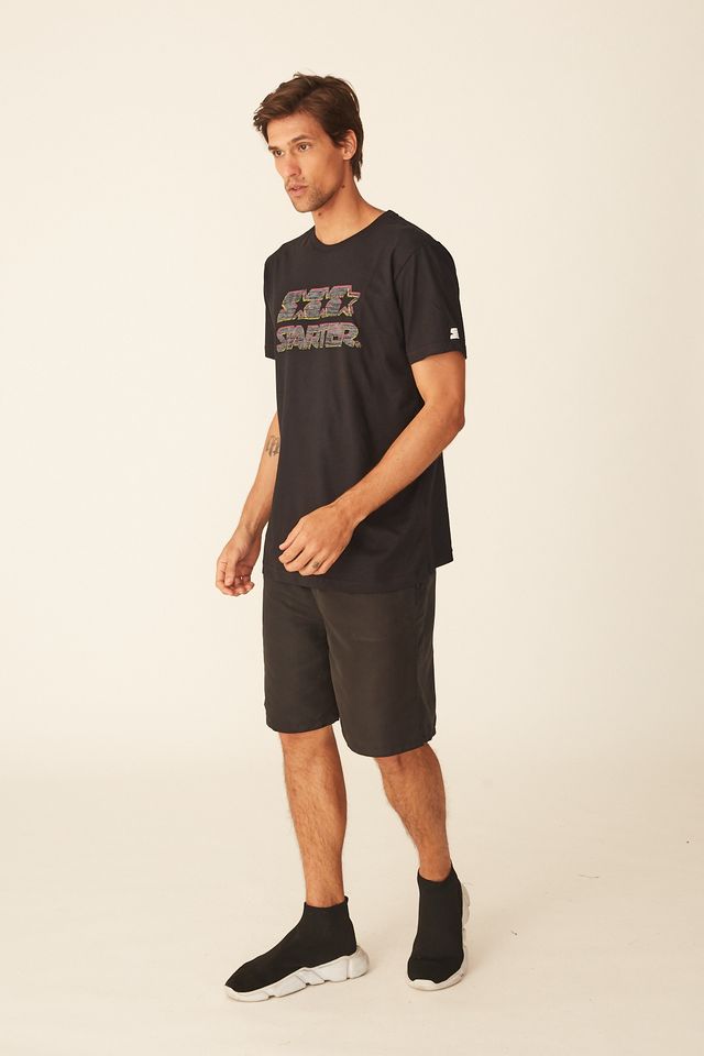 Camiseta-Starter-Estampada-Preta