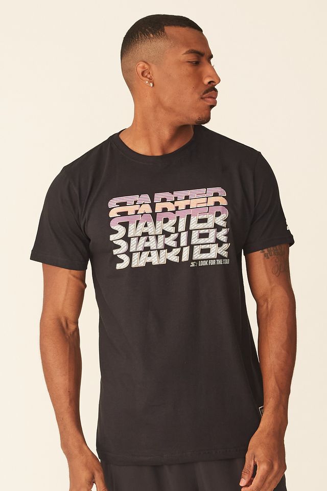 Camiseta-Starter-Estampada-Preta