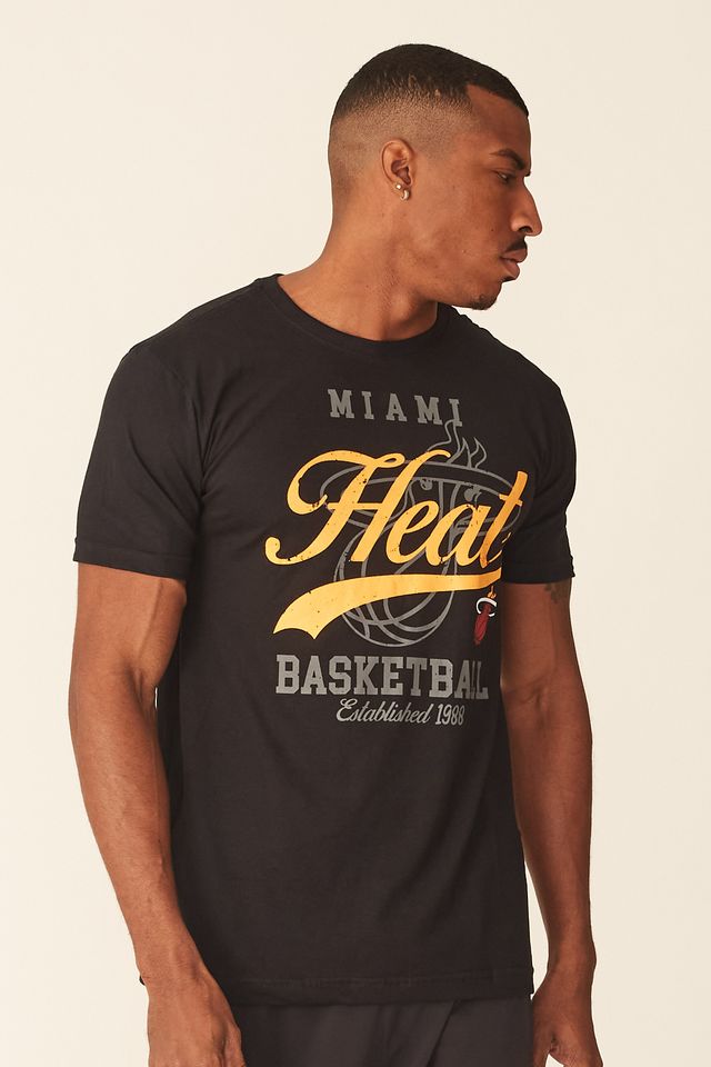Camiseta-NBA-Estampada-Miami-Heat-Casual-Preta