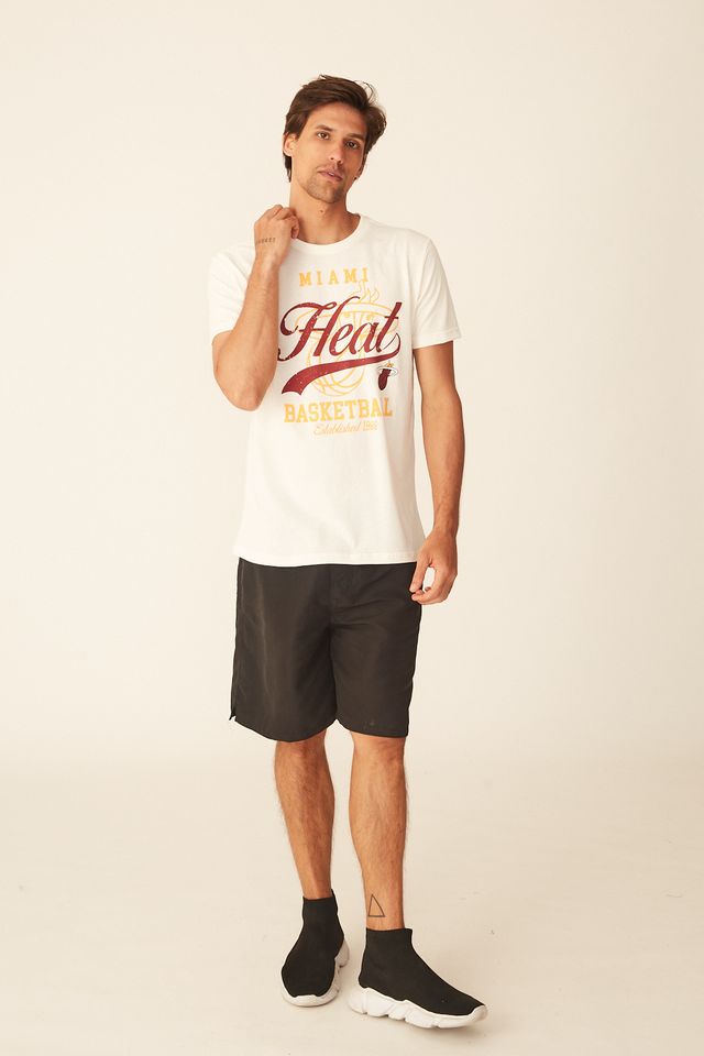 Camiseta-NBA-Estampada-Miami-Heat-Casual-Off-White