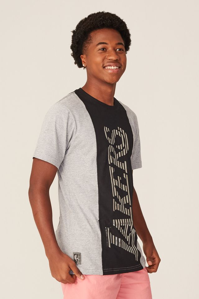 Camiseta-NBA-Especial-Los-Angeles-Lakers-Casual-Cinza-Mescla