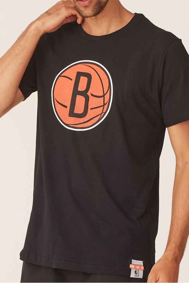 Camiseta-NBA-Estampada-Brooklyn-Nets-Casual-Preta