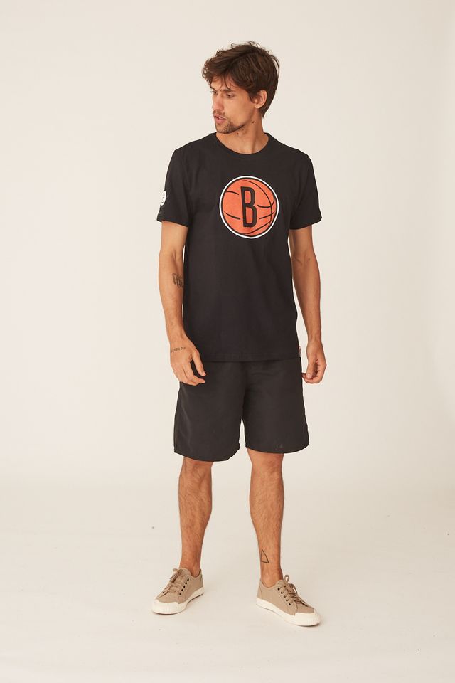 Camiseta-NBA-Estampada-Brooklyn-Nets-Casual-Preta