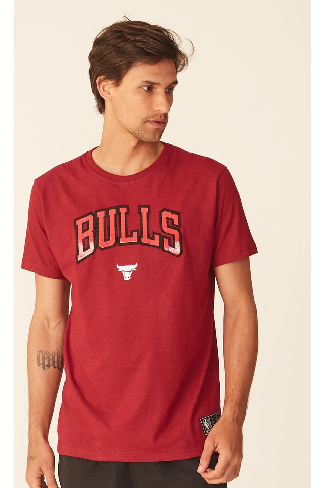 Camiseta-NBA-Estampada-Chicago-Bulls-Casual-Vermelha-Mescla