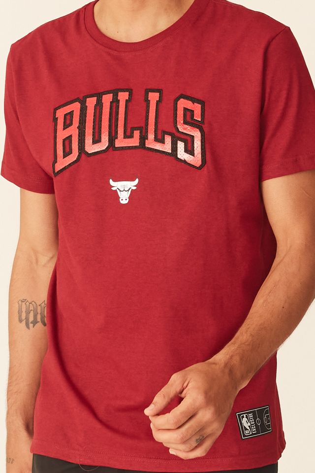 Camiseta-NBA-Estampada-Chicago-Bulls-Casual-Vermelha-Mescla
