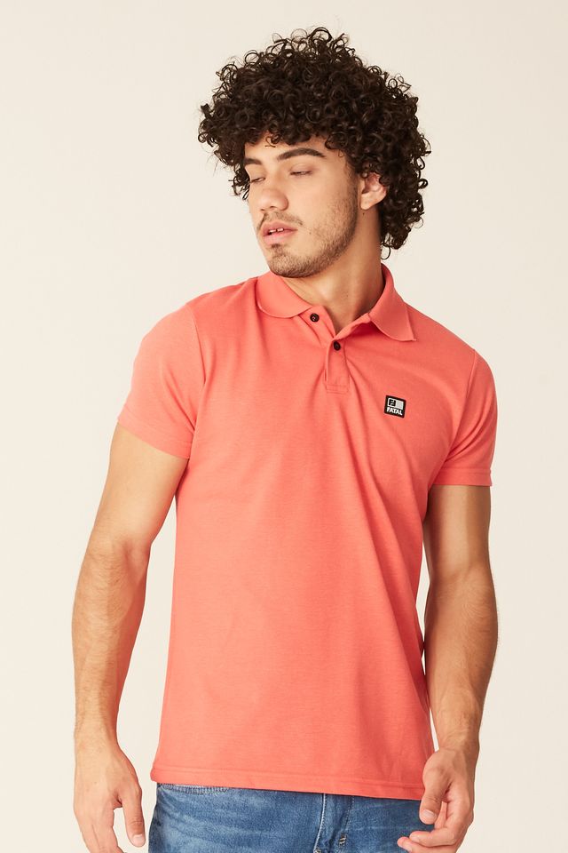 Camisa-Polo-Fatal-Piquet-Fashion-Basic-Coral