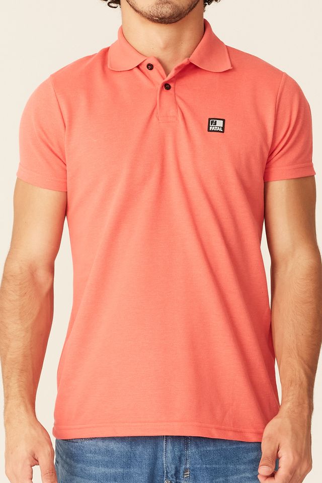 Camisa-Polo-Fatal-Piquet-Fashion-Basic-Coral