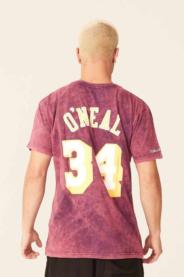 Camiseta-Mitchell---Ness-Estampada-Los-Angeles-Lakers-Shaquille-O-Neal-Roxa