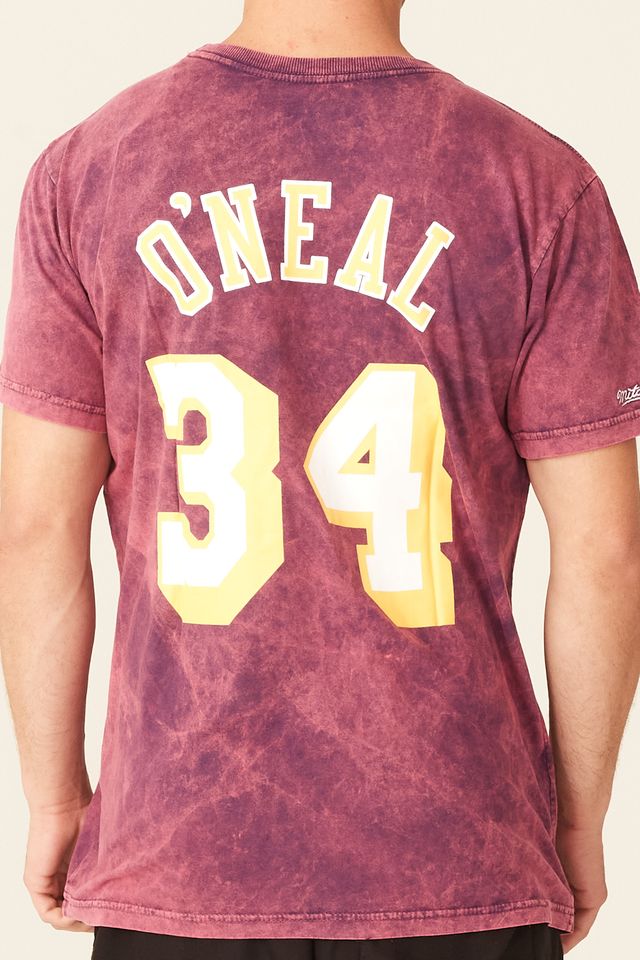Camiseta-Mitchell---Ness-Estampada-Los-Angeles-Lakers-Shaquille-O-Neal-Roxa