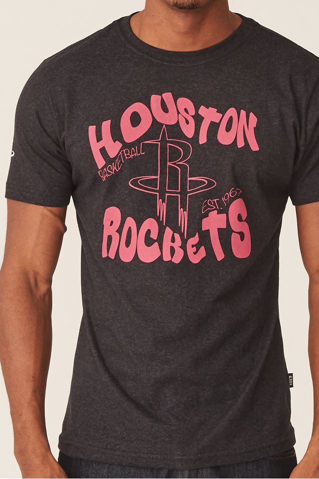 Camiseta-NBA-Estampada-Houston-Rockets-Casual-Preta-Mescla