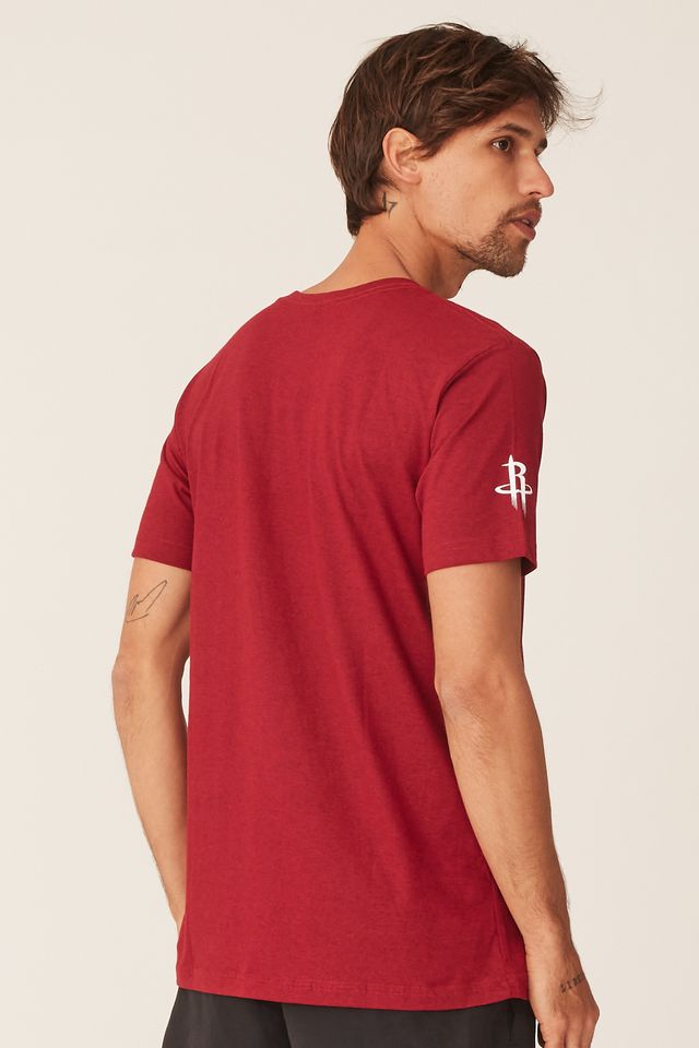 Camiseta-NBA-Estampada-Houston-Rockets-Casual-Vermelha-Mescla