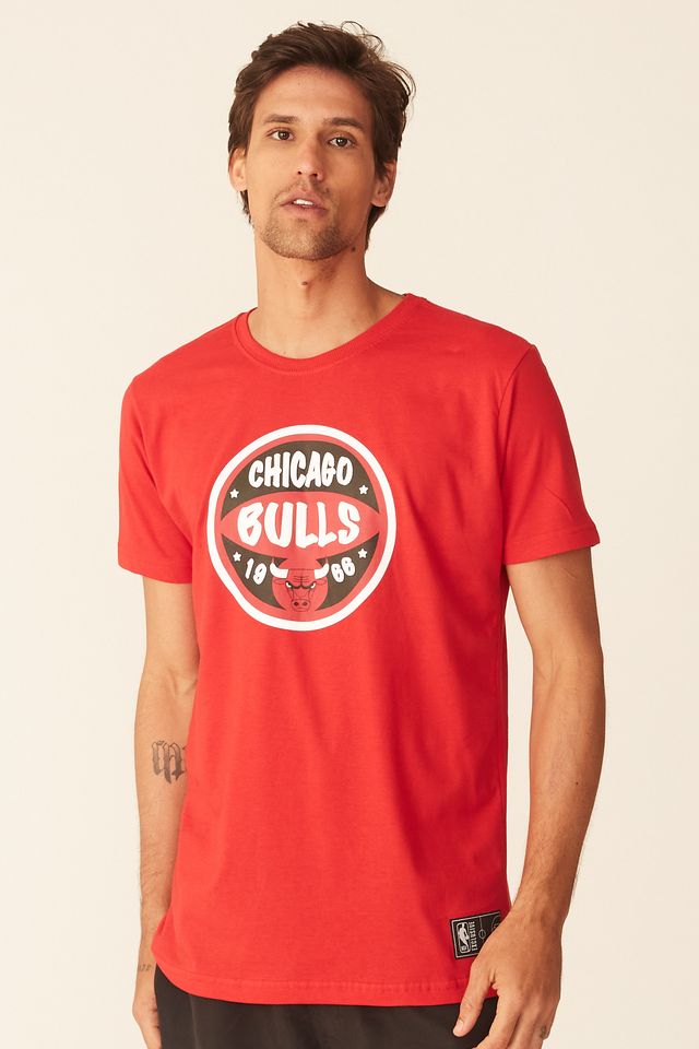 Camiseta-NBA-Estampada-Chicago-Bulls-Casual-Vermelha