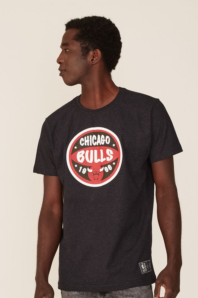 Camiseta-NBA-Estampada-Chicago-Bulls-Casual-Preta-Mescla