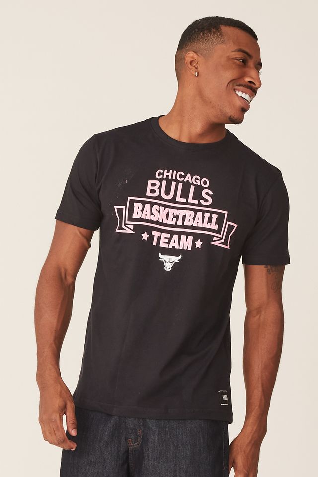 Camiseta-NBA-Estampada-Chicago-Bulls-Casual-Preta