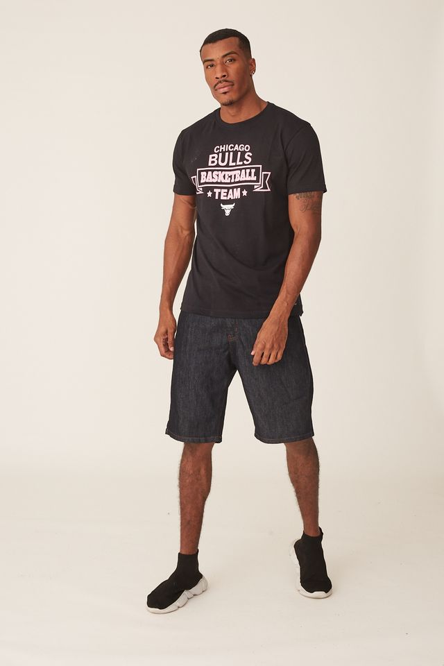 Camiseta-NBA-Estampada-Chicago-Bulls-Casual-Preta